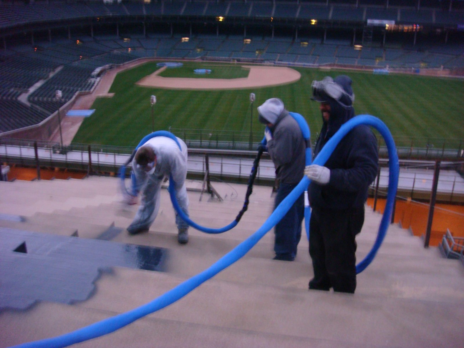 Coated manufacturing facility floor